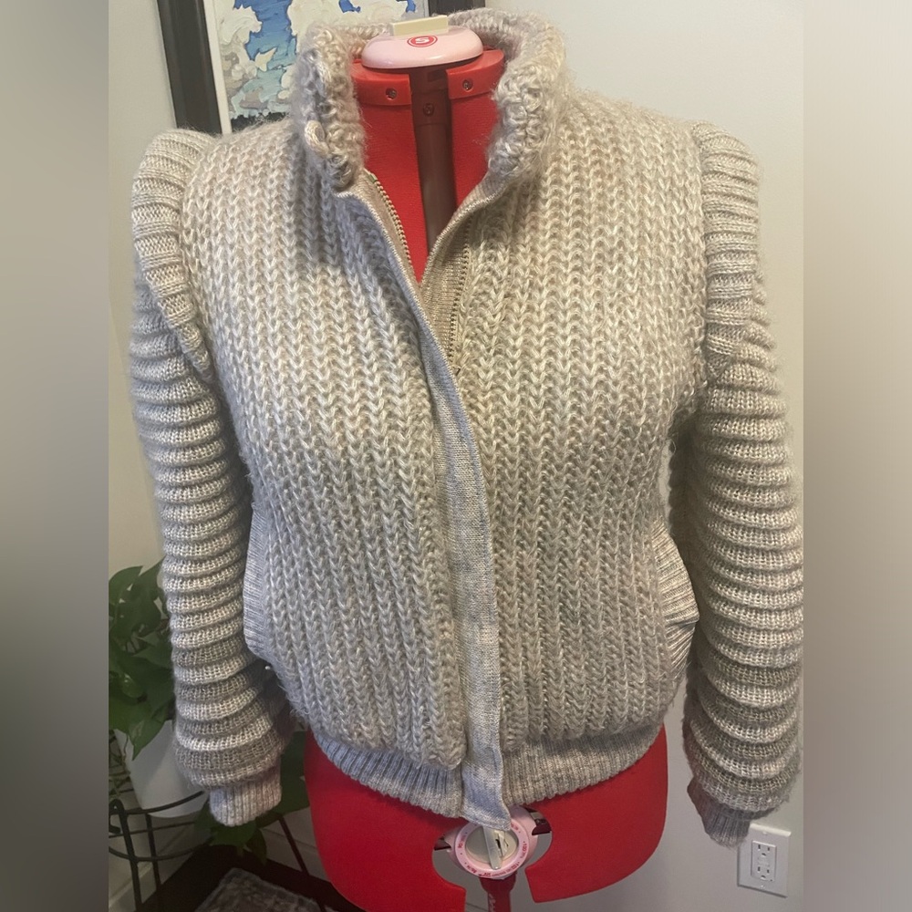 Vintage 80s lined knitted wool bomber jacket